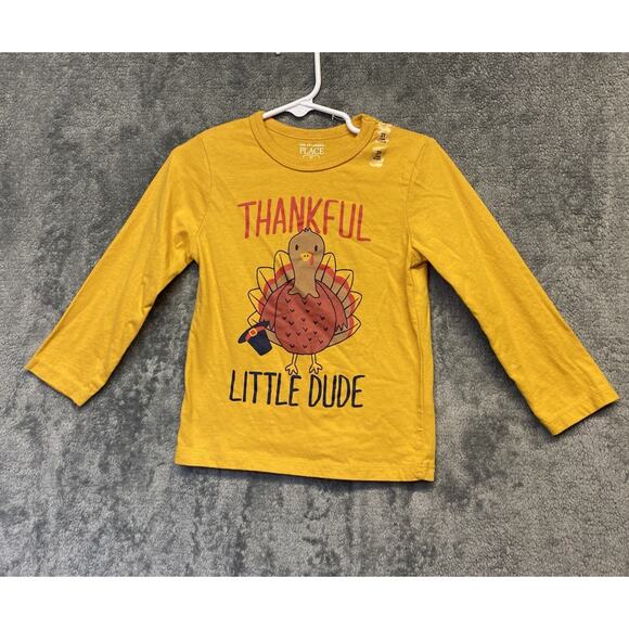 Children’s Place Thankful Little Dude Turkey Graphic Shirt Size 2T, Thanksgiving - Picture 1 of 6